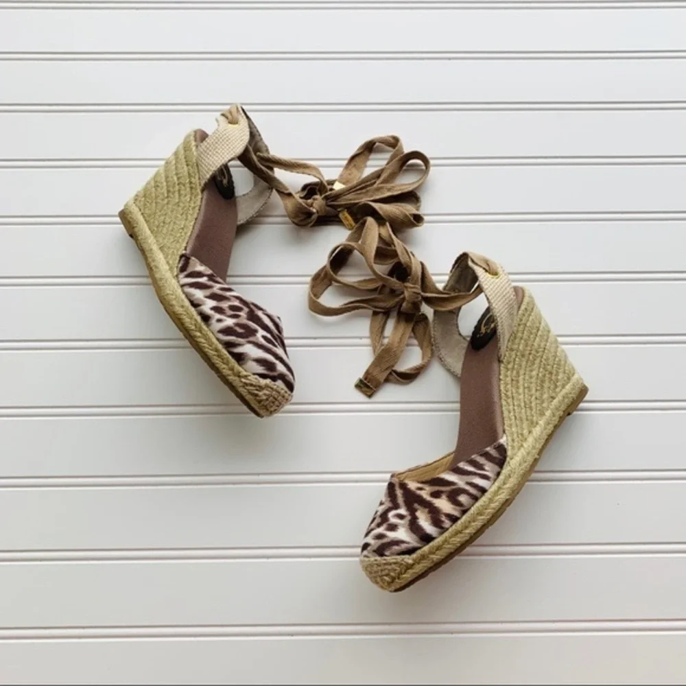 C Wonder Mocha Wild Animal Print Espadrille Wedges